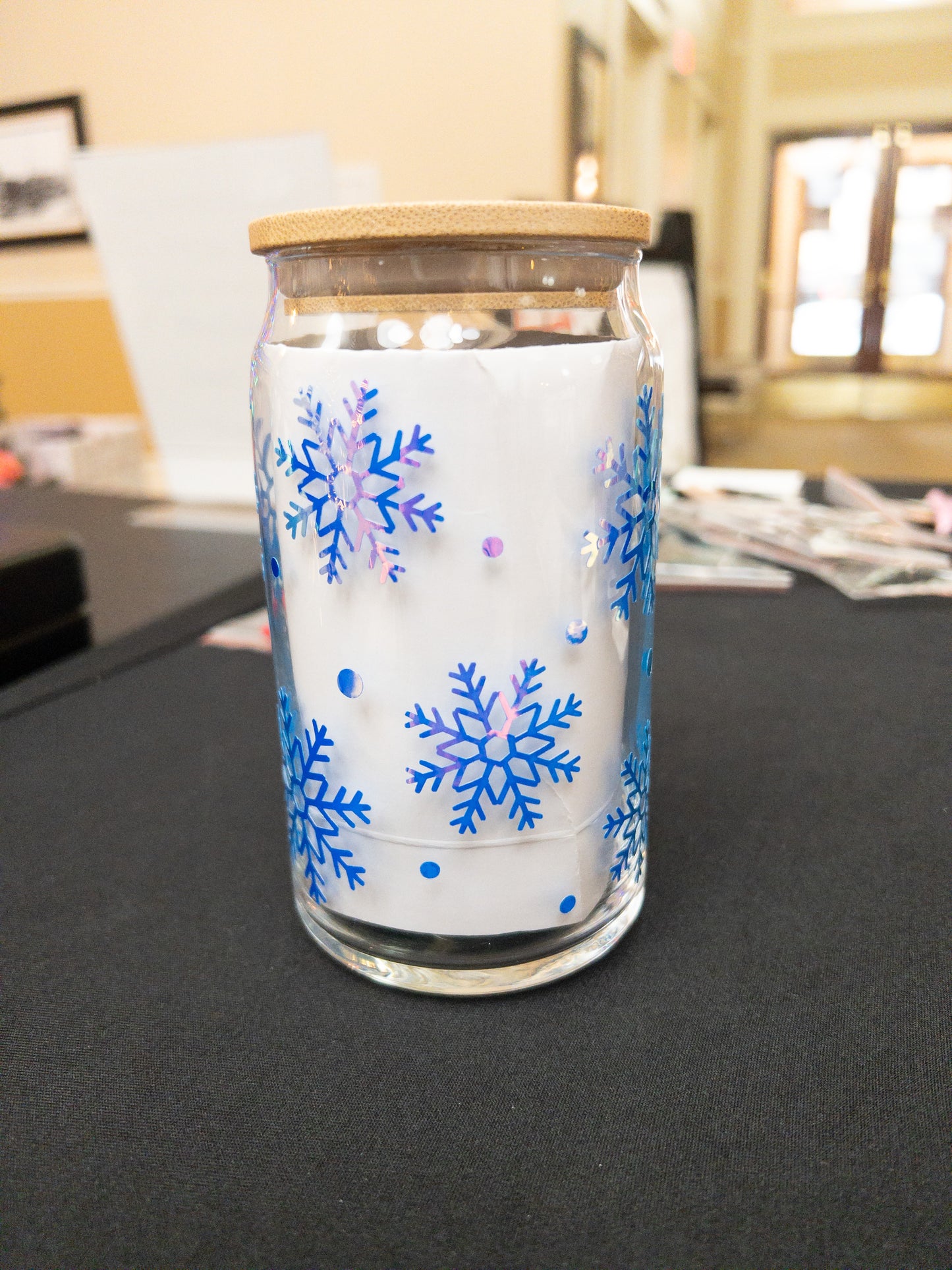 Snowflake Glass Can (HOLOGRAPHIC VINYL)