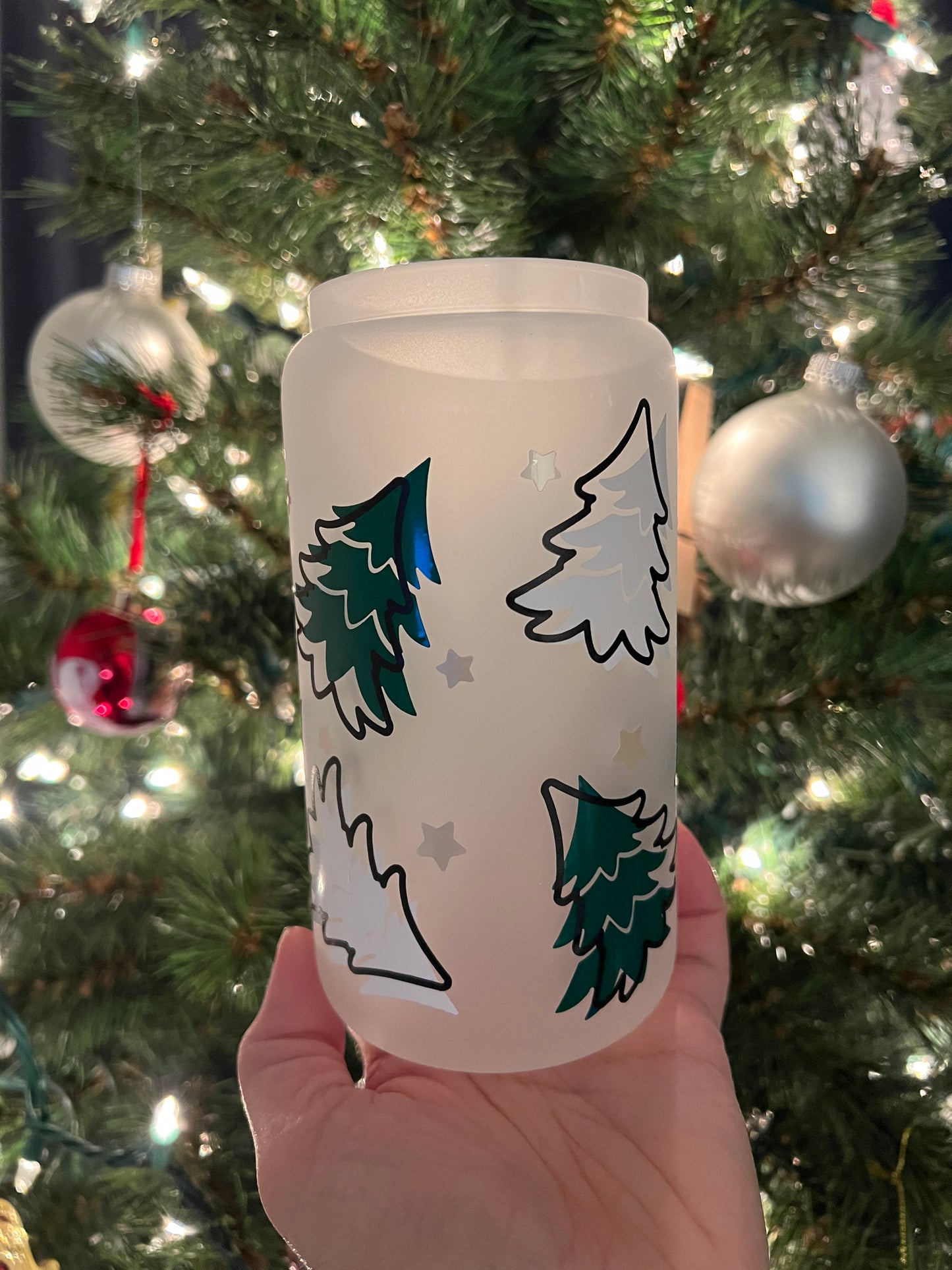 Christmas Tree Glass Can